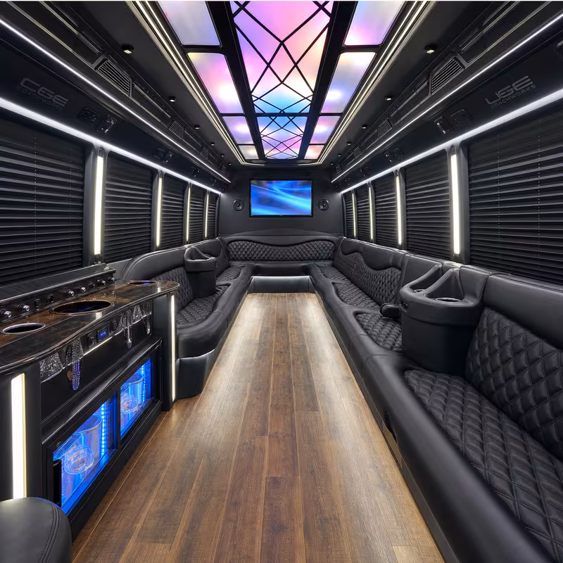 15 Passenger Party Bus Interior