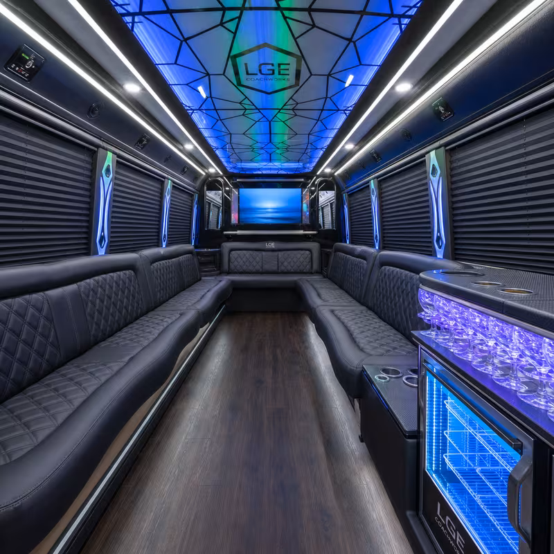 15 Passenger Party Bus Interior