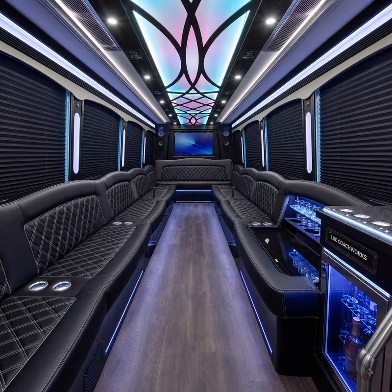 18 Passenger Party Bus Inside