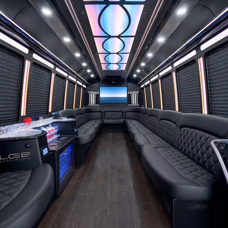 18 Passenger Party Bus Interior