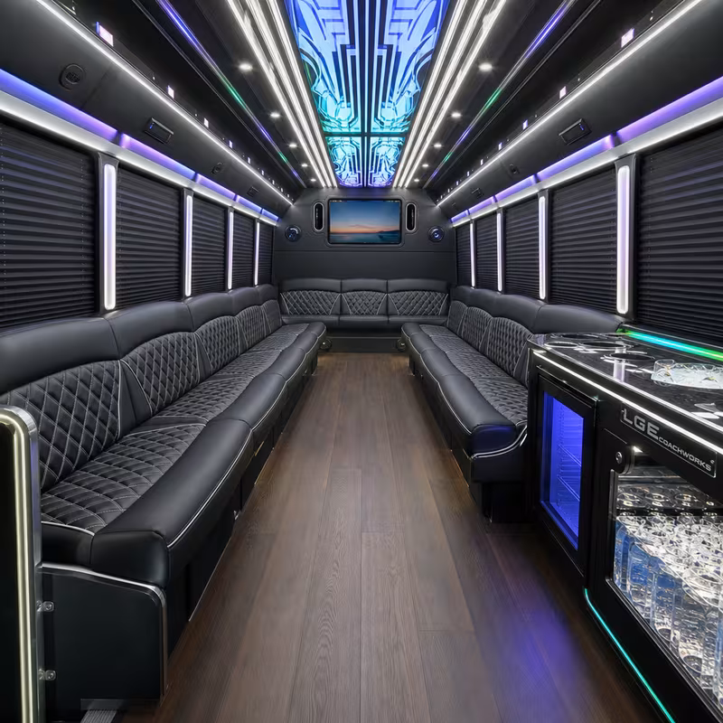 20 Passenger Party Bus Interior