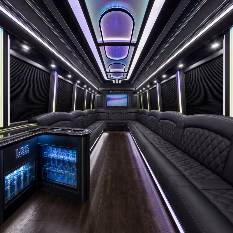 20 Passenger Party Bus Interior