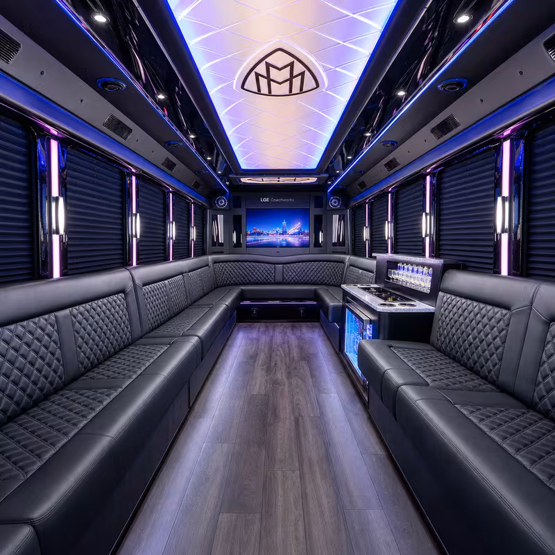 25 Passenger Party Bus Interior