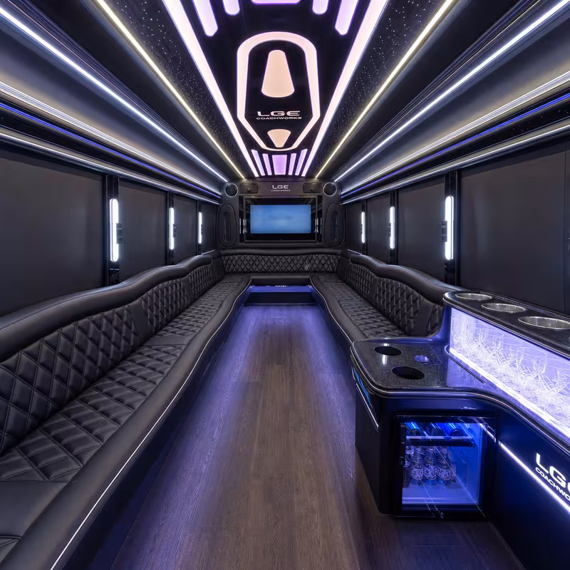 28 Passenger Party Bus Interior