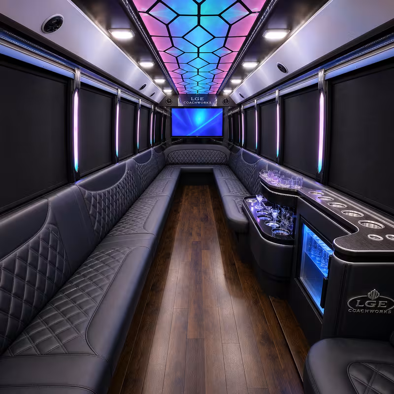 40 Passenger Party Bus Interior