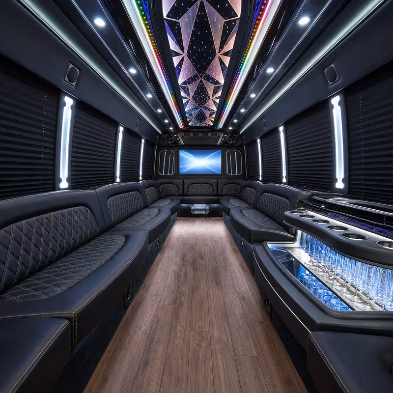 50 Passenger Party Bus Interior