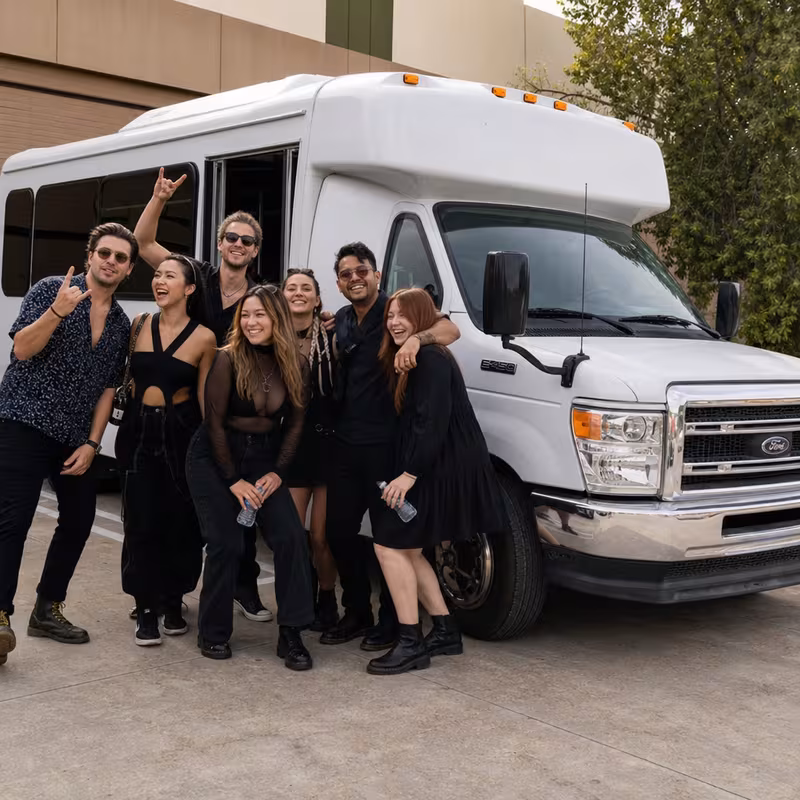 Black Mercedes Sprinter van staged for an Indianapolis Concert Transportation group