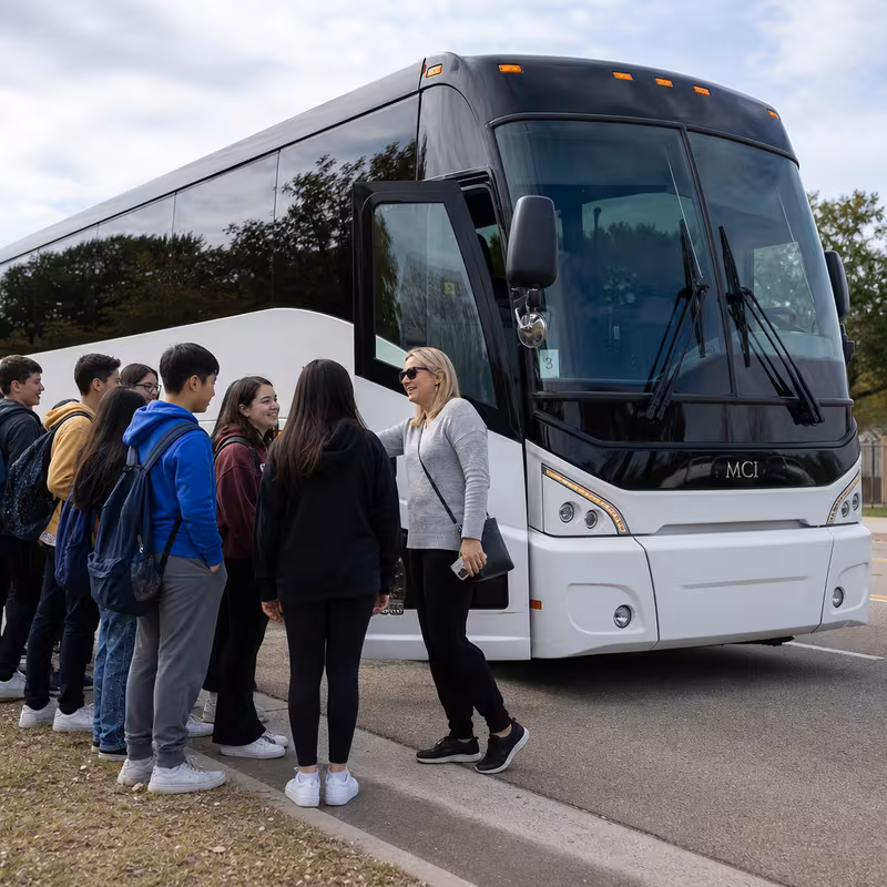 Black Mercedes Sprinter van staged for an Indianapolis School Transportation group