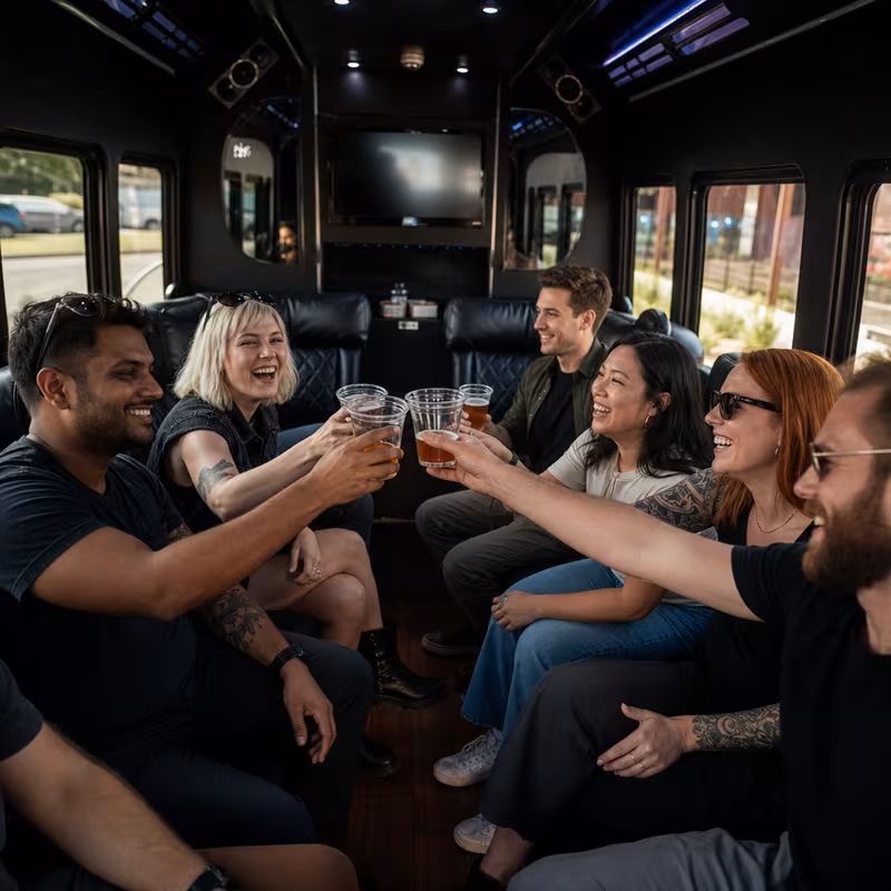 Black Mercedes Sprinter van staged for an Indianapolis Winery & Brewery Tour Transportation group